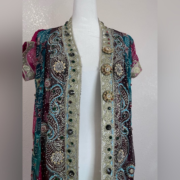 Luxurious embellished maxi robe with hand embroidery - Picture 8 of 15